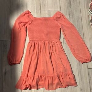 Coral Long Sleeve Kids Dress